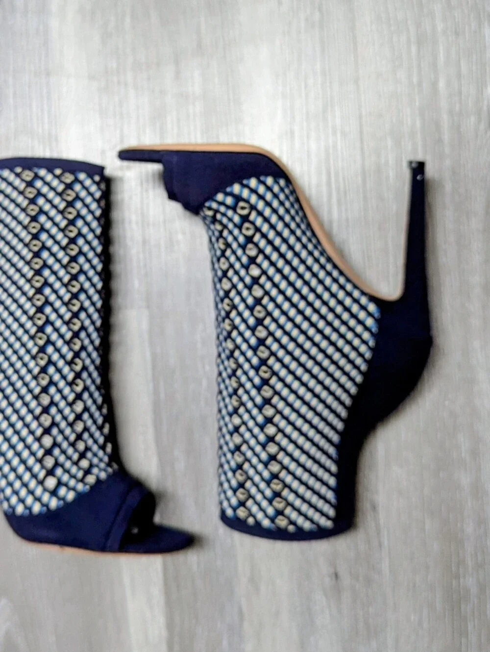 Gianvito Rossi Shoes Size 38.5 Peep Toe Ankle Boot Stretch Knit